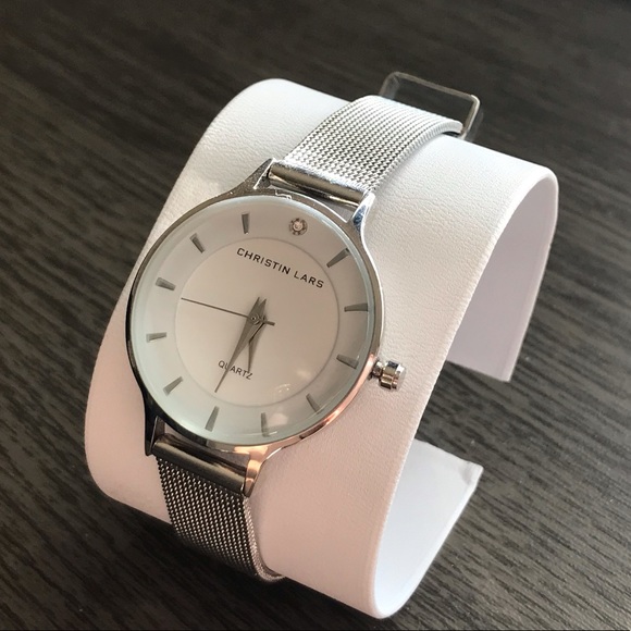 Christin Lars Accessories - Christin Lars slimline stainless steel mesh strap watch